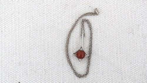 Vintage Sterling Silver 925 Trace Chain/Finnish 813H Silver Modern Pendant Carnelian Sphere 6.9 g