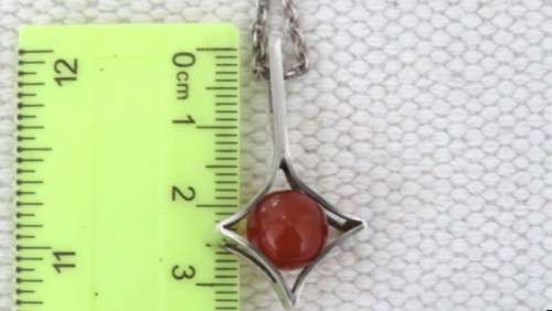 Vintage Sterling Silver 925 Trace Chain/Finnish 813H Silver Modern Pendant Carnelian Sphere 6.9 g