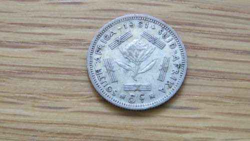 Republic of South Africa Silver (.500) 1961 Five Cent Coin (2.8 g)
