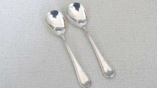 Two Fabulous Vintage Silver (.800) Sugar Spoons Stamped ` Z 800 30 PD` L: 125 mm (44 g)