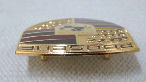 Superb Boxed Vintage Porsche Hood Metal/Enamel Decal Badge Made By Deumer, Germany 69 x 50 mm