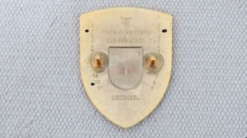 Superb Boxed Vintage Porsche Hood Metal/Enamel Decal Badge Made By Deumer, Germany 69 x 50 mm