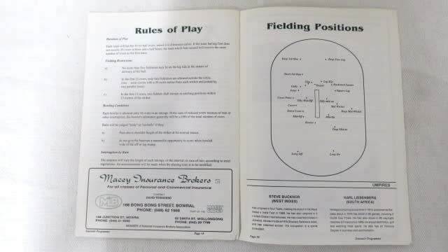 Five Vintage South African Cricket Programmes Details in Description