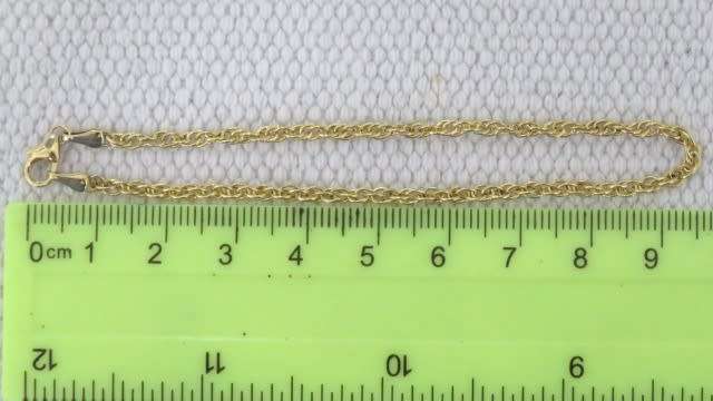 Lovely Vintage Sterling Silver 925 & 1/10 9ct Gold Bonded Rope Chain Bracelet L: 95 mm (1.3 g)