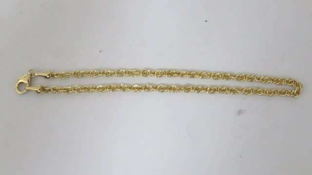 Lovely Vintage Sterling Silver 925 & 1/10 9ct Gold Bonded Rope Chain Bracelet L: 95 mm (1.3 g)