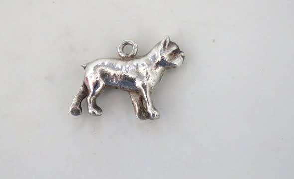 Gorgeous Vintage Solid Sterling Silver 925 Boston Terrier Dog Charm 23 x 12 mm (4.6 g)
