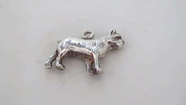 Gorgeous Vintage Solid Sterling Silver 925 Boston Terrier Dog Charm 23 x 12 mm (4.6 g)