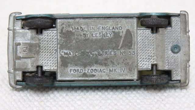 Vintage Lesney Matchbox Series No. 53 Die Cast Ford Zodiac MK. IV No Box L: 72 mm SOLD AS IS