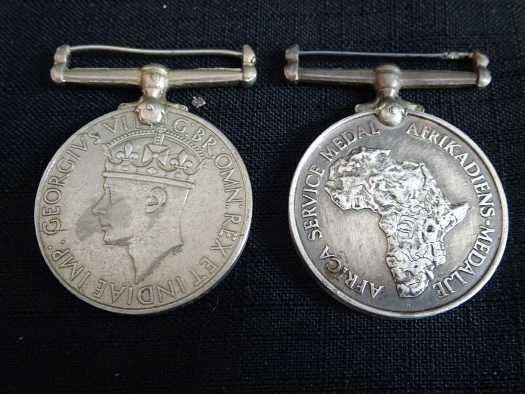 WW2 Awarded Silver Africa service Medal, War Medal Issued to F.A Etsebeth 238447 NO RIBBONS