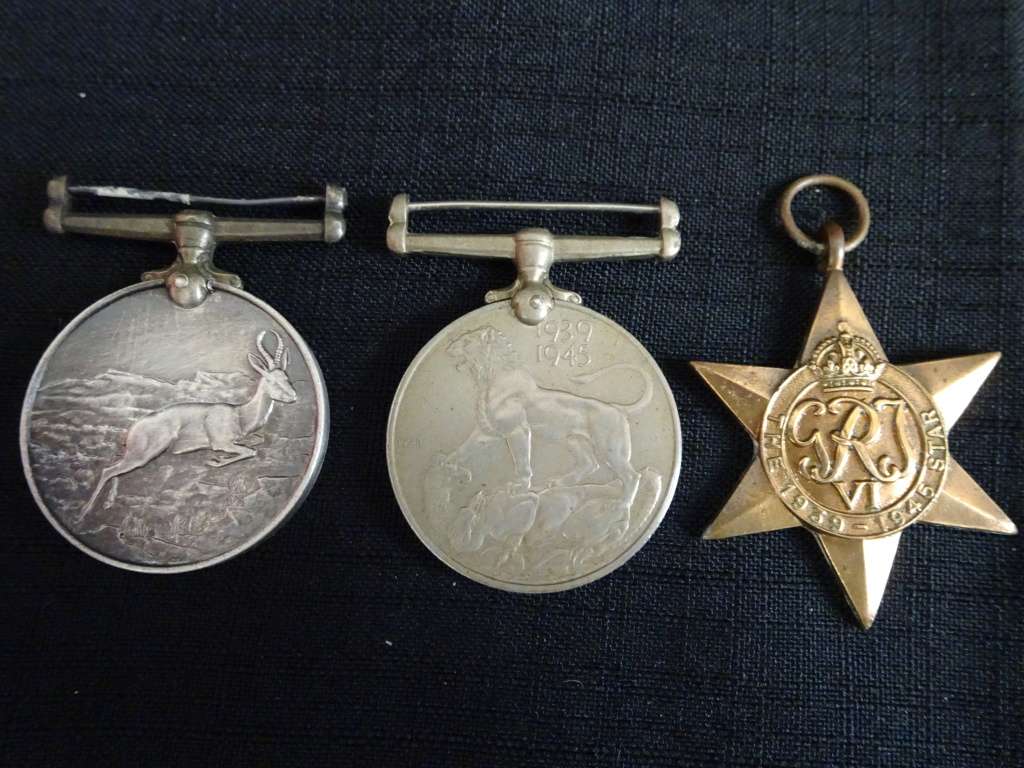 WW11 Silver Africa Service Medal, War Medal, Star Medal Awarded Metals Issued to A.J Johnson 326629