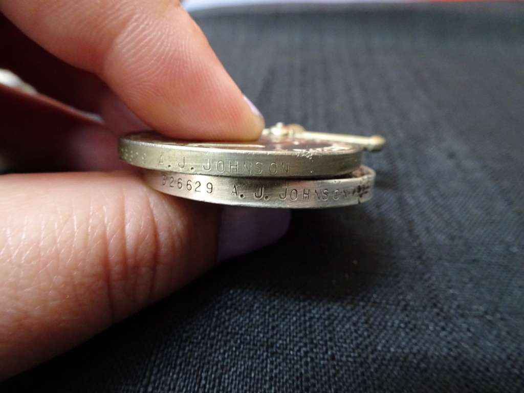 WW11 Silver Africa Service Medal, War Medal, Star Medal Awarded Metals Issued to A.J Johnson 326629