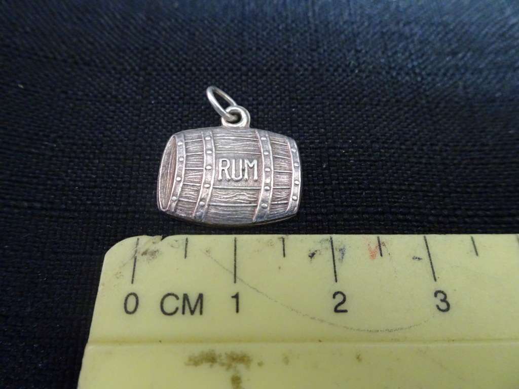 Lovely Silver Rum Barrel Charm Clearly Marked Silver (3 gram)