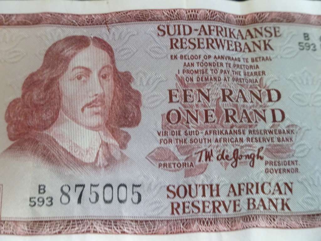 South Africa One Rand Bank Note - TW De Jongh - Please See My Description