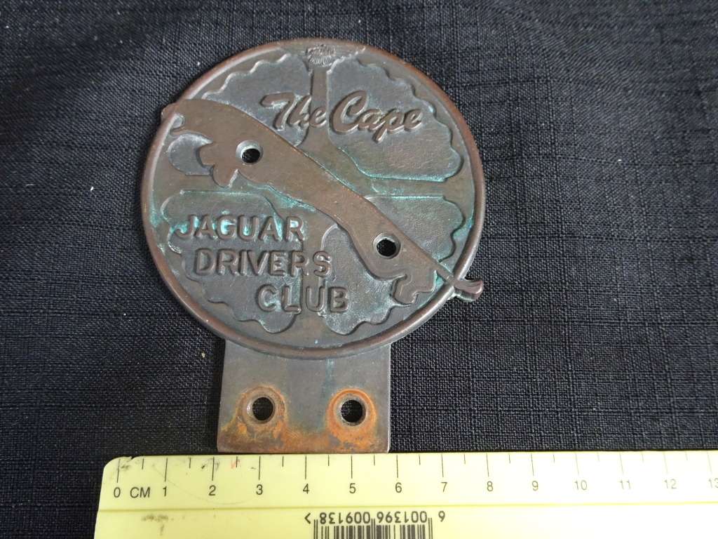 Very Rare The Cape Jaguar Drivers Club Car Badge (H - 10.5cm / B - 8.5cm)