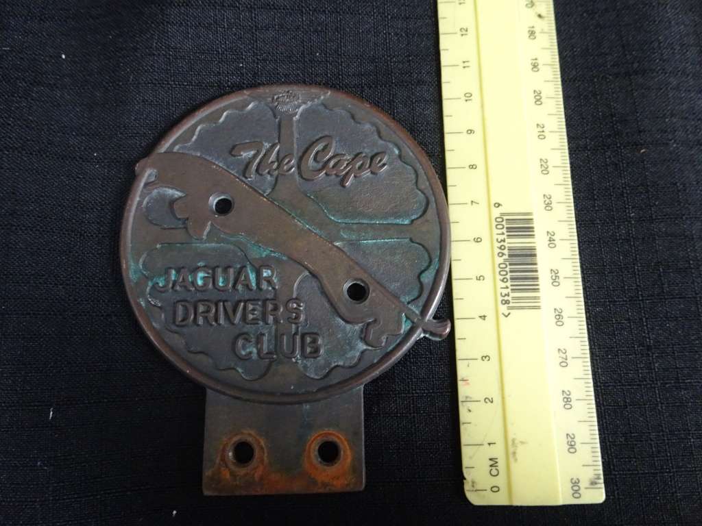 Very Rare The Cape Jaguar Drivers Club Car Badge (H - 10.5cm / B - 8.5cm)