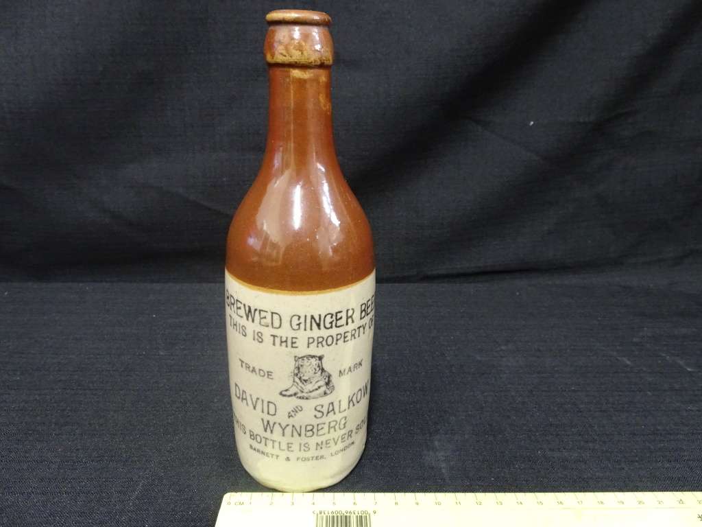 Brewed Ginger Beer Bottle for David and Salkow - Wynberg (See Description) - H - 21,5cm / B - 6cm