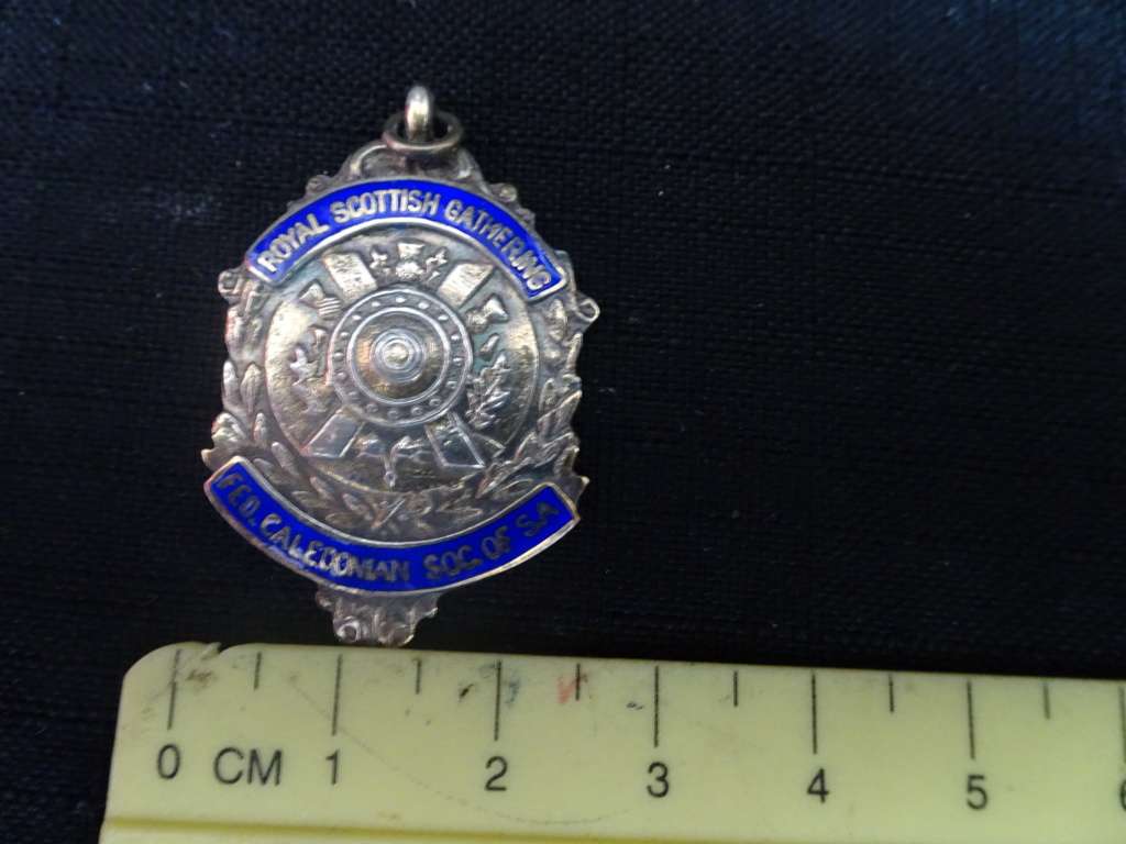 Boxed Vintage Hallmarked Sterling Silver Royal Scottish Gathering Fed. Caledonian Soc. Of SA Medal