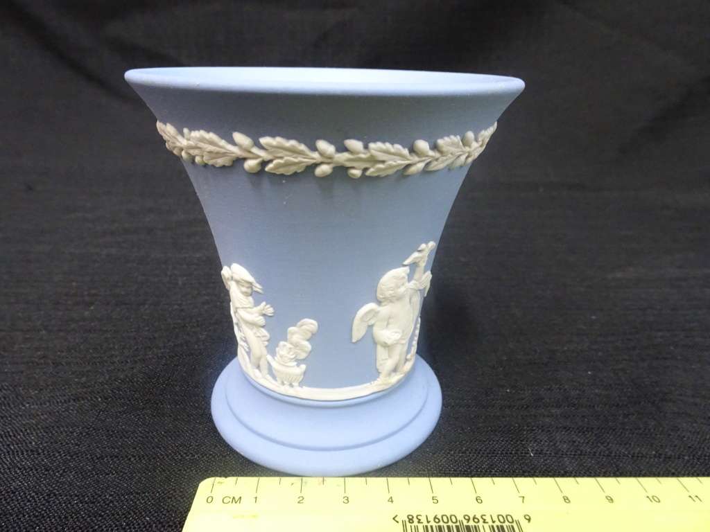 Vintage Wedgwood Jasperware Pale Blue Posy Vase - Made In England