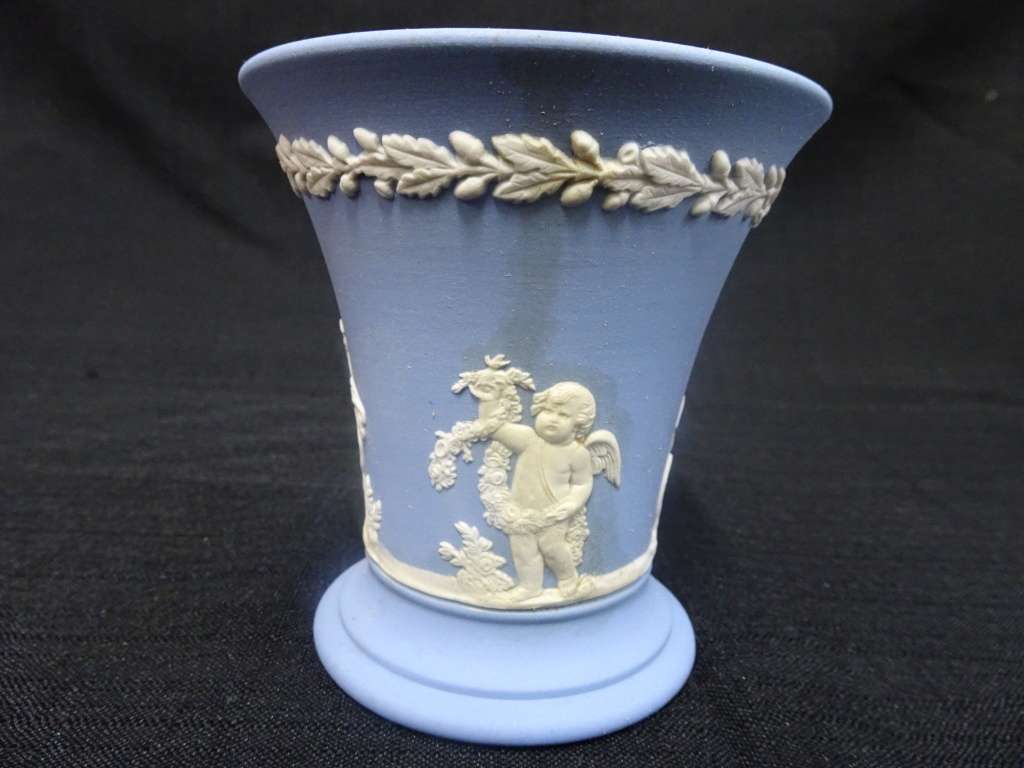 Vintage Wedgwood Jasperware Pale Blue Posy Vase - Made In England