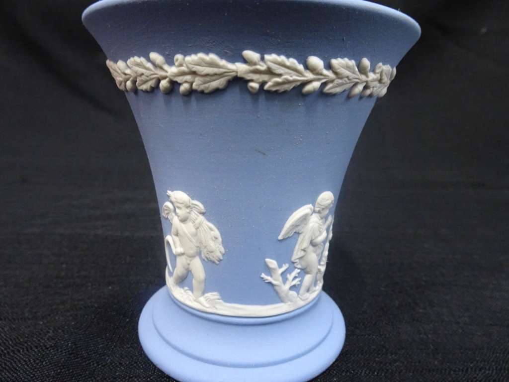 Vintage Wedgwood Jasperware Pale Blue Posy Vase - Made In England