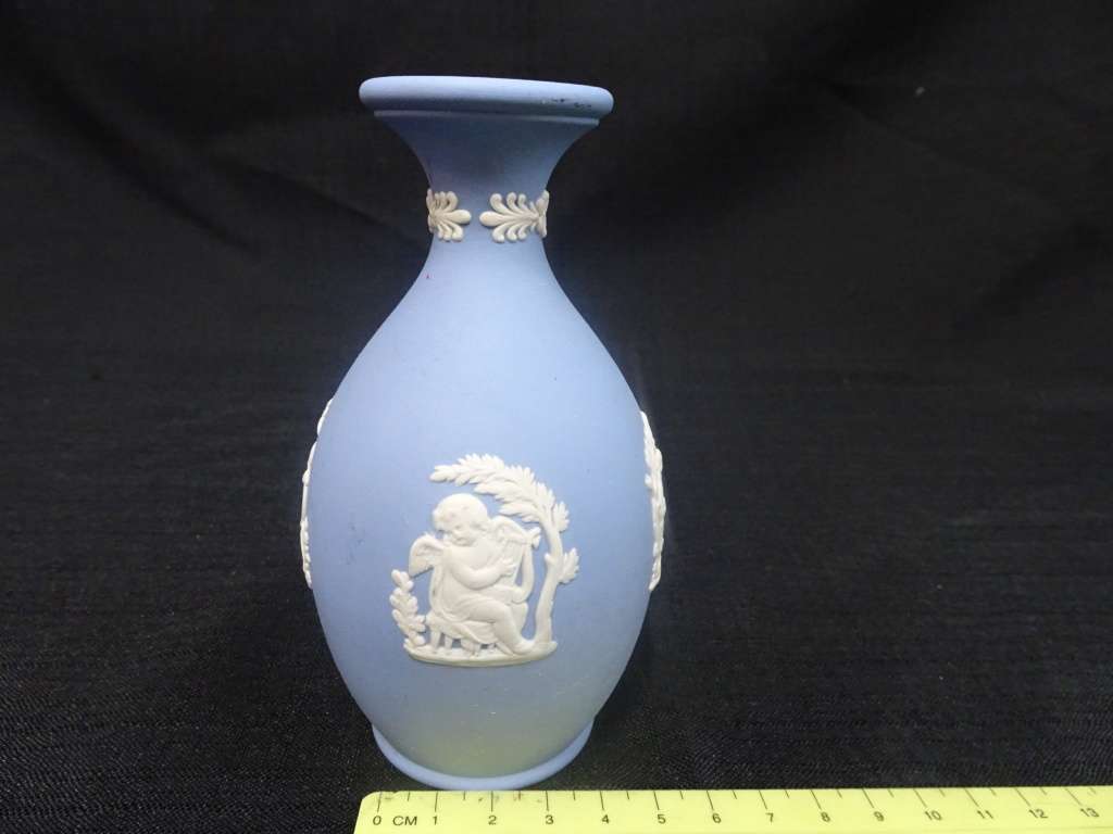 Vintage Wedgewood Blue Jasperware Small Vase - Made In England