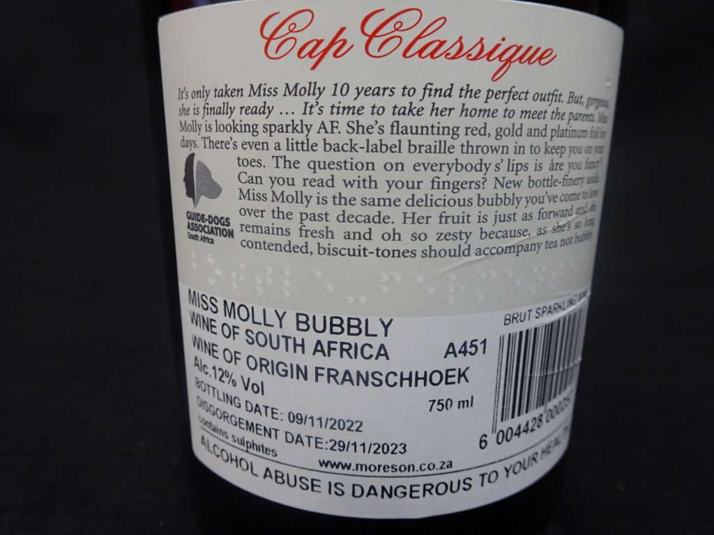 Sealed 750ml Bottle Of Miss Molly Bubbly Brut 2009 (See My Description)