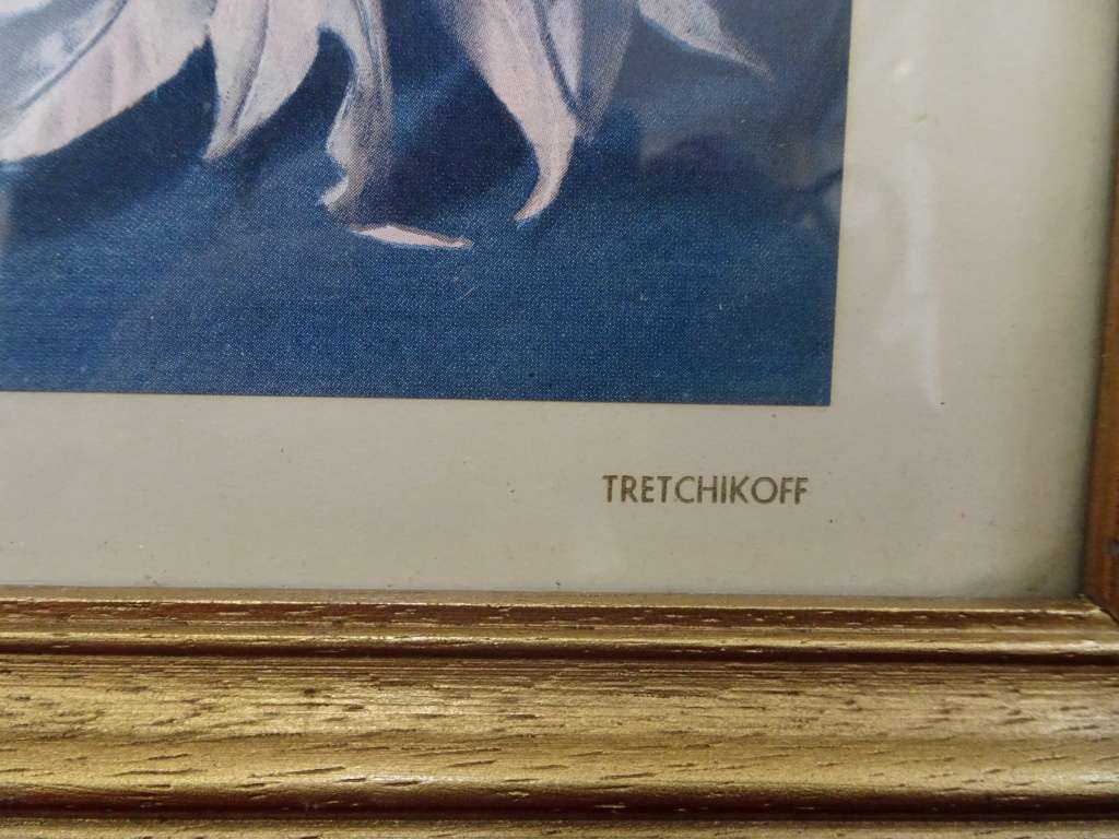 TRETCHIKOFF !! Vintage Framed Fine Art Print - Poinsettia