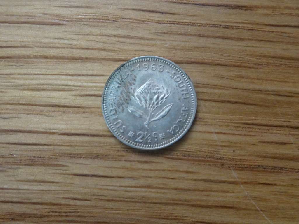 Republic Of South Africa Silver 1963 Two And A Half Cent Coin