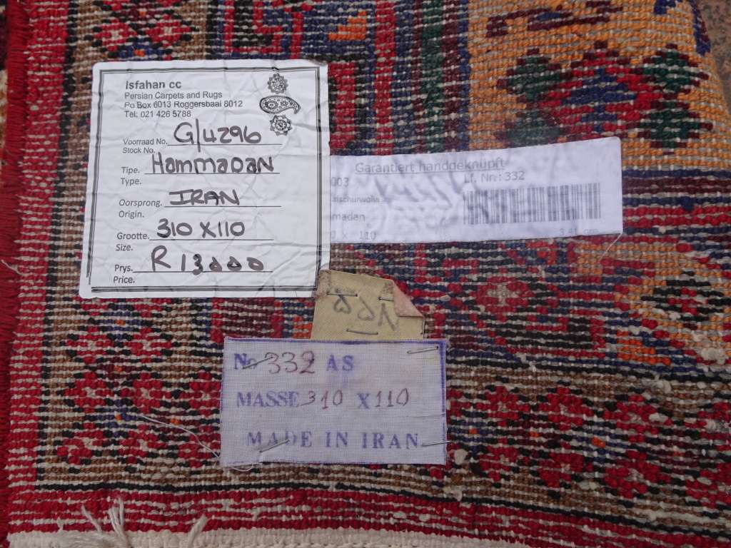 Stunning Persian Hammaon Runner Carpet - 3.10 m x 1.10 m - Handmade In Iran - See My Description