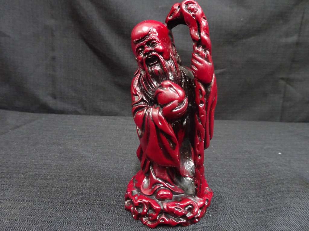 Vintage Red Resin Chinese God Figures Fu Lu Shou / Wise Men - Set Of 3 - See My Description