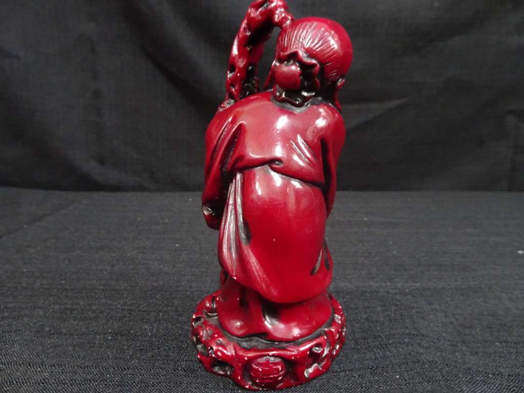 Vintage Red Resin Chinese God Figures Fu Lu Shou / Wise Men - Set Of 3 - See My Description