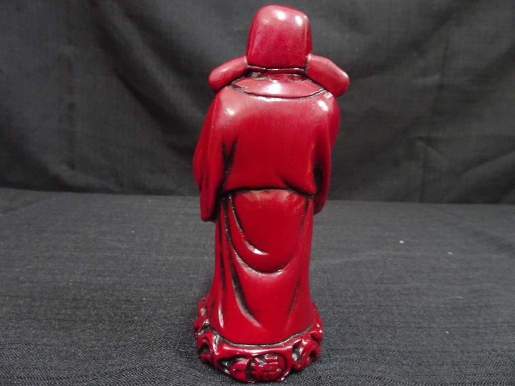 Vintage Red Resin Chinese God Figures Fu Lu Shou / Wise Men - Set Of 3 - See My Description