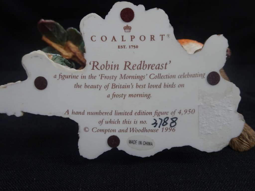 Vintage Limited Edition Coalport Robin Redbreast Frosty Morning Bird Collection - Number 3788/4950