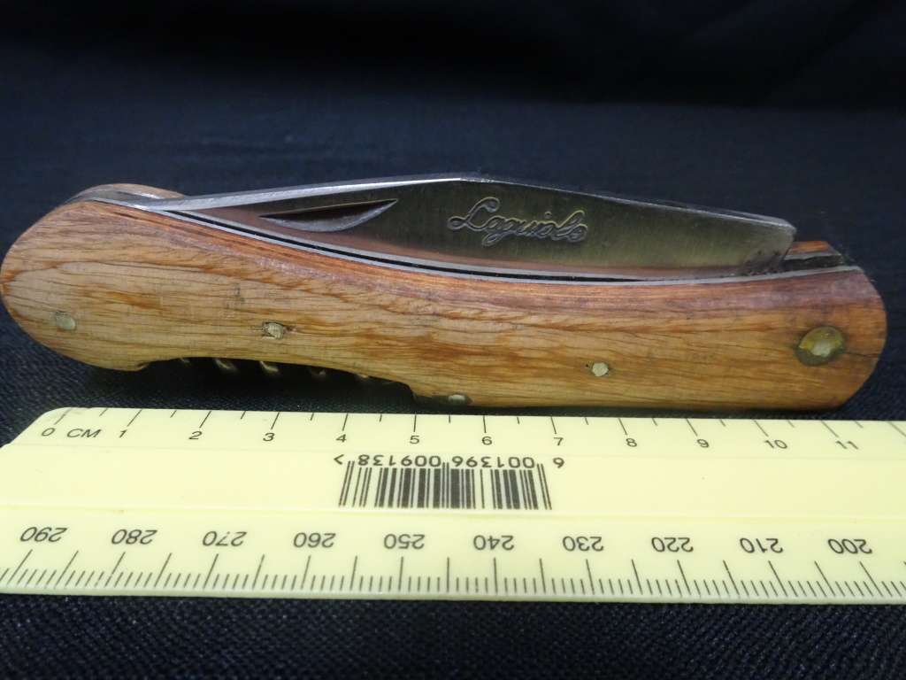 Vintage Laguiole Folding Pocket Knife With Wooden Handle And Corksrew - In Excellent Condition