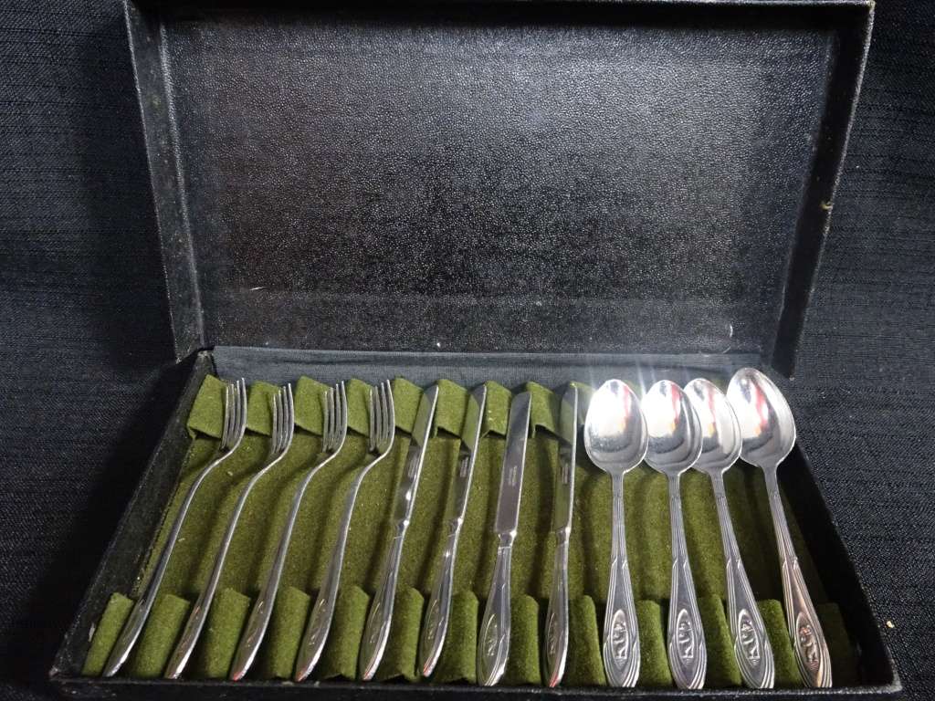 Lovely Germany Aluminum Kiddies Cutlery Set - In Good Condition