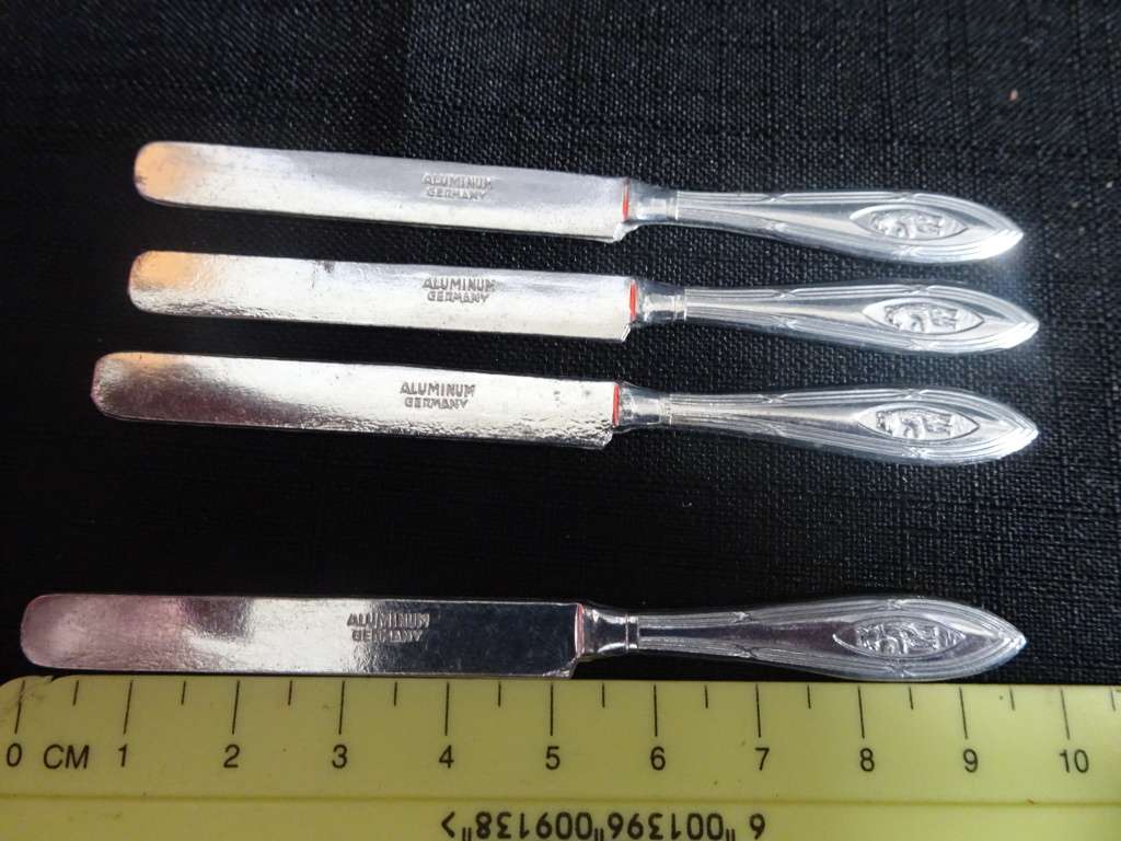 Lovely Germany Aluminum Kiddies Cutlery Set - In Good Condition