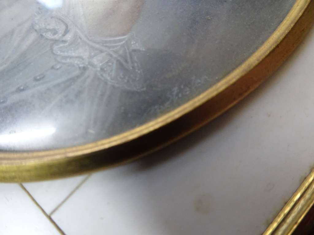 Antique Set Of Two Miniature 19th Century Signed Portrait Paintings In Ornate Frame-See Description