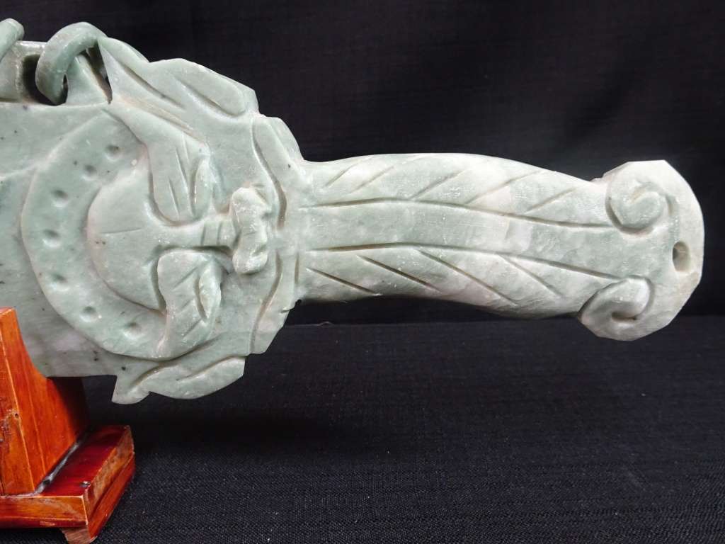 RARE Vintage Ornate Jade Dragon Sword - See My Description - W: 49cm / H: 17cm