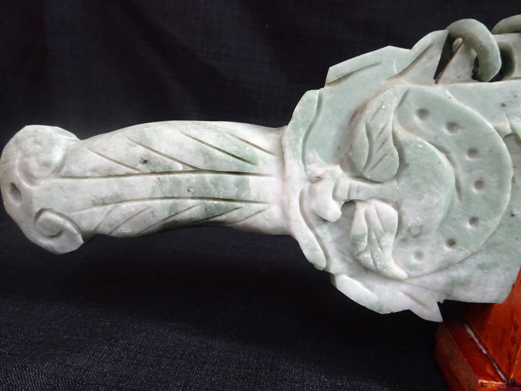 RARE Vintage Ornate Jade Dragon Sword - See My Description - W: 49cm / H: 17cm