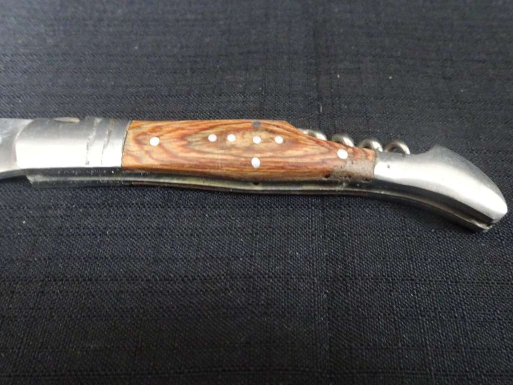 Wonderful Vintage `Laguiole 63` Folding Knife With Corkscrew And Wooden Handle