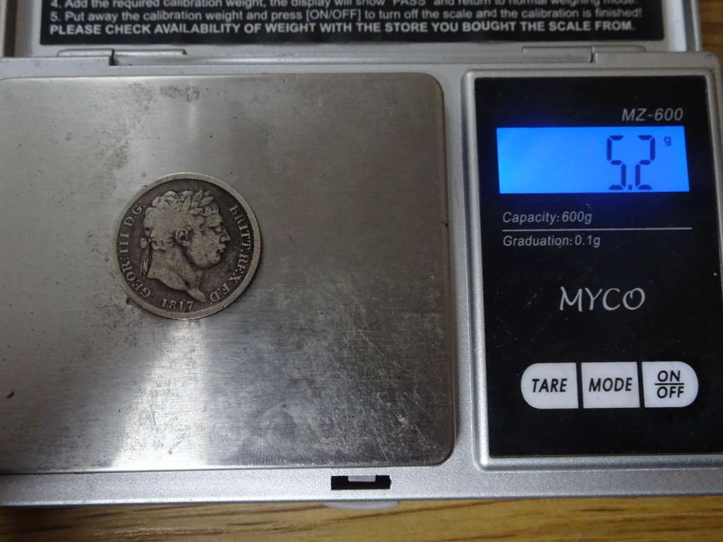 Great Britian George 111 - 1817 Silver One Shilling Coin (5.2 Grams)