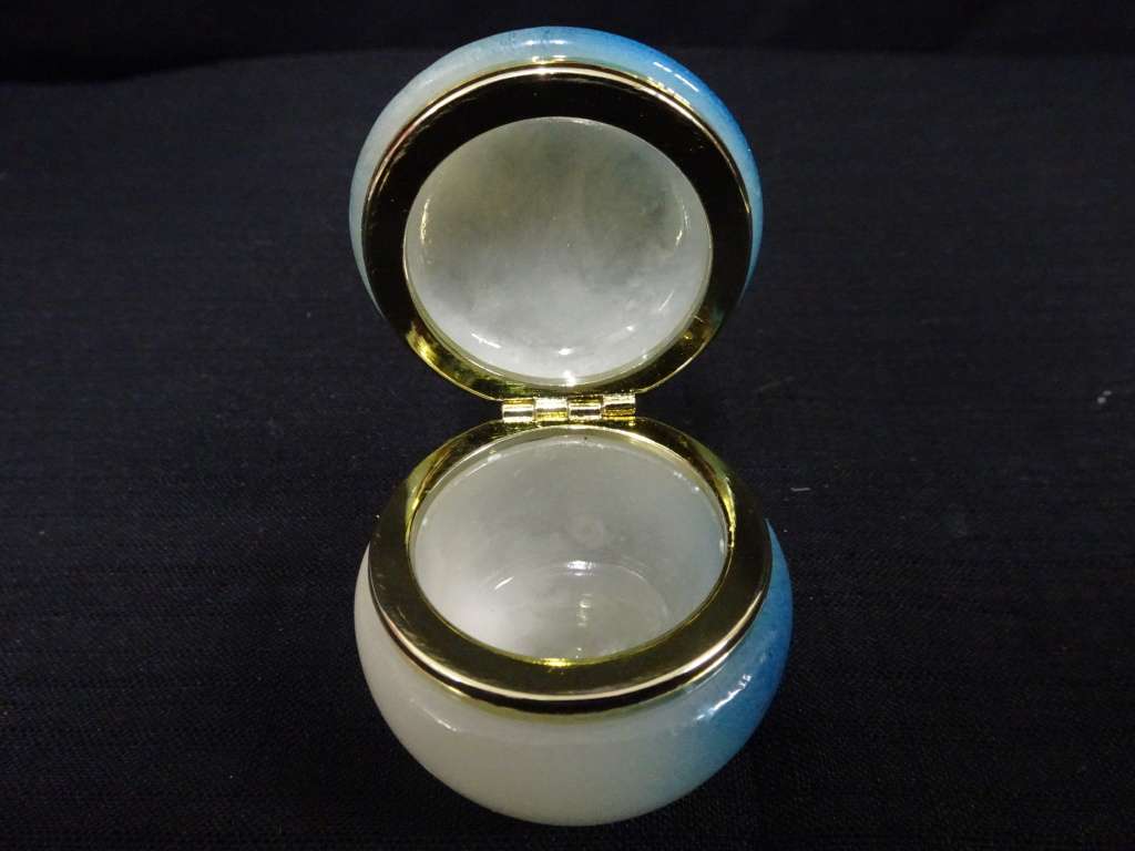 Vintage Hinged Italian Alabaster Trinket Box Mini Venezia - Ponte Di Rialto - In Good Condition