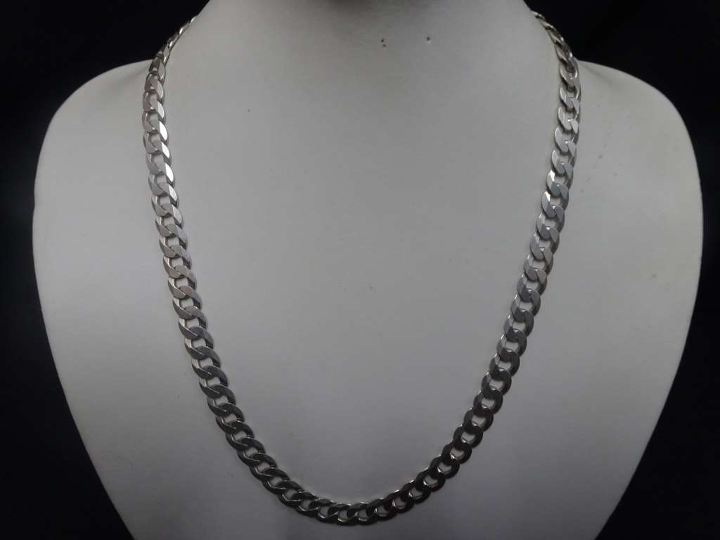 Stunning Vintage Sterling Silver Curb Link Men's Chain - Clearly Marked 925 - (52 Grams)