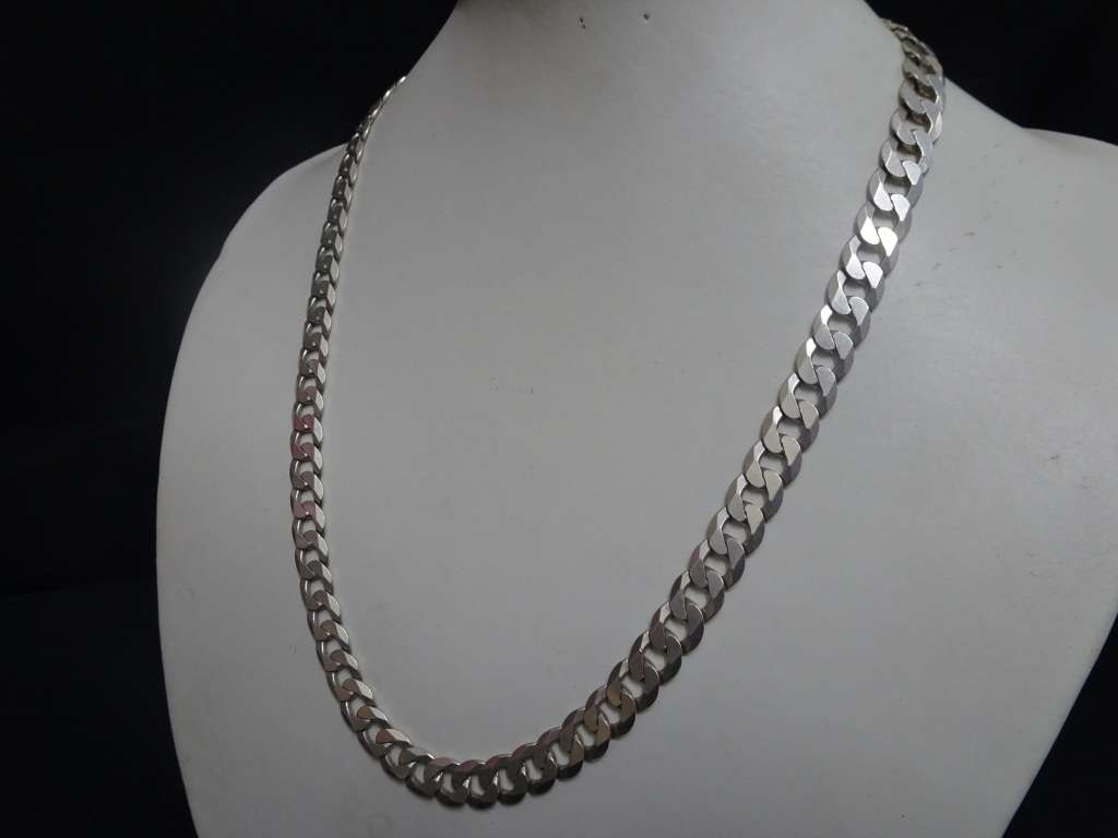 Stunning Vintage Sterling Silver Curb Link Men's Chain - Clearly Marked 925 - (52 Grams)