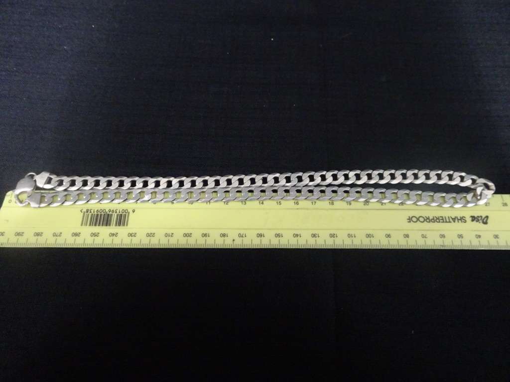 Stunning Vintage Sterling Silver Curb Link Men's Chain - Clearly Marked 925 - (52 Grams)