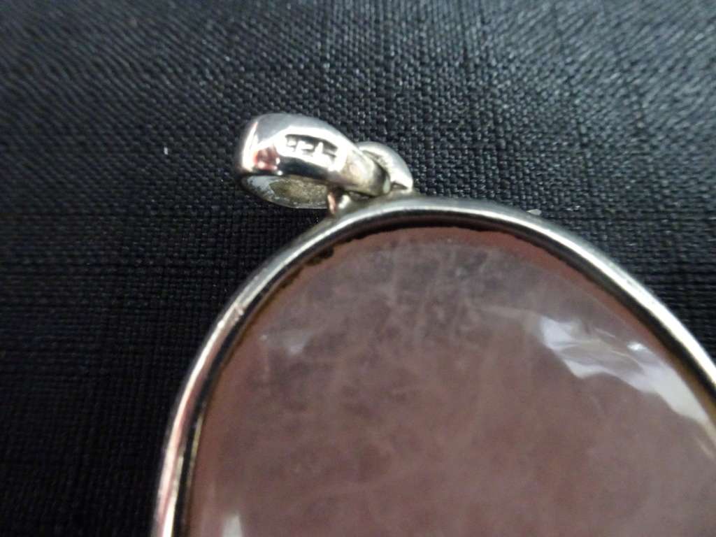 Superb and Chunky Sterling Silver And Rose Quartz Pendant 30.3g Alternative January Birthstone