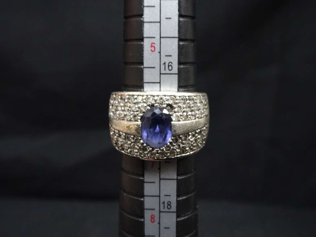 Beautiful Sterling Silver Blue Sapphire Ring - 9.7 Grams - Clearly Marked 925 - One Stone Missing
