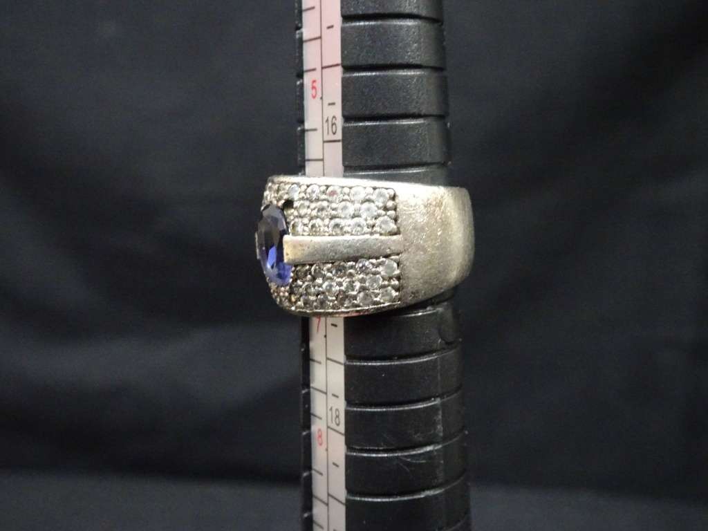 Beautiful Sterling Silver Blue Sapphire Ring - 9.7 Grams - Clearly Marked 925 - One Stone Missing