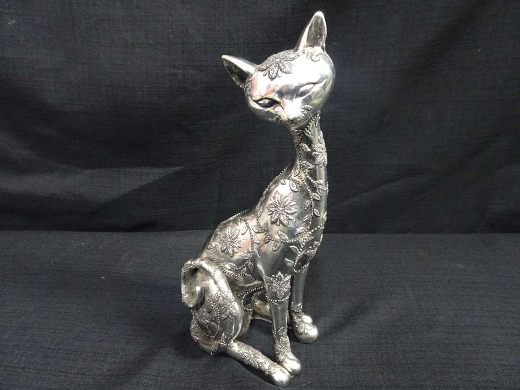 Stunning Funky Electroplating Resin Cat Ornament - In Excellent Condition
