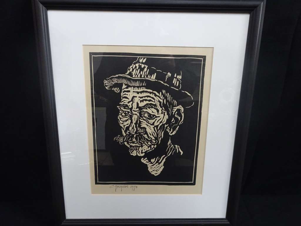 Gregoire Boonzaier(SA 1909 -2005) "Mogadi Boom" Dated 1978 Linocut (See Description)